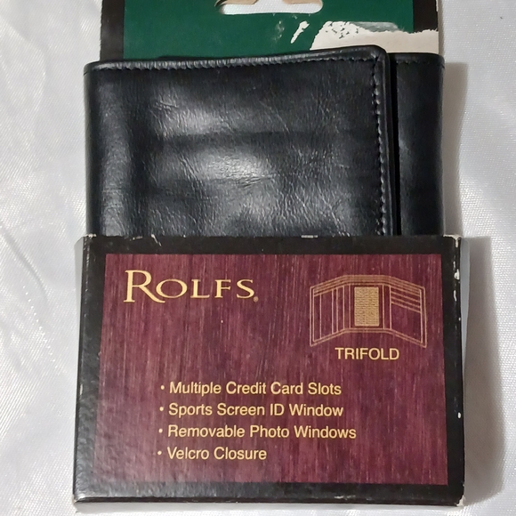 Rolfs Leather Mens Trifold Black Wallet - Picture 1 of 5